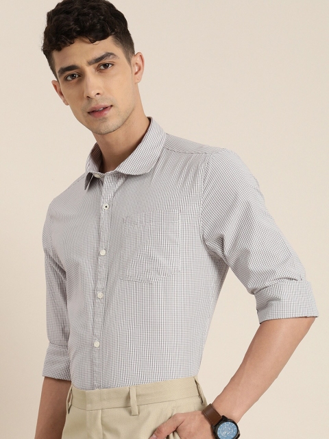 INVICTUS Men Easy Care White & Brown Checked Formal Shirt - Image 5