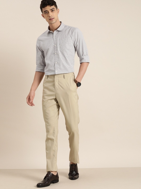 INVICTUS Men Easy Care White & Brown Checked Formal Shirt - Image 7