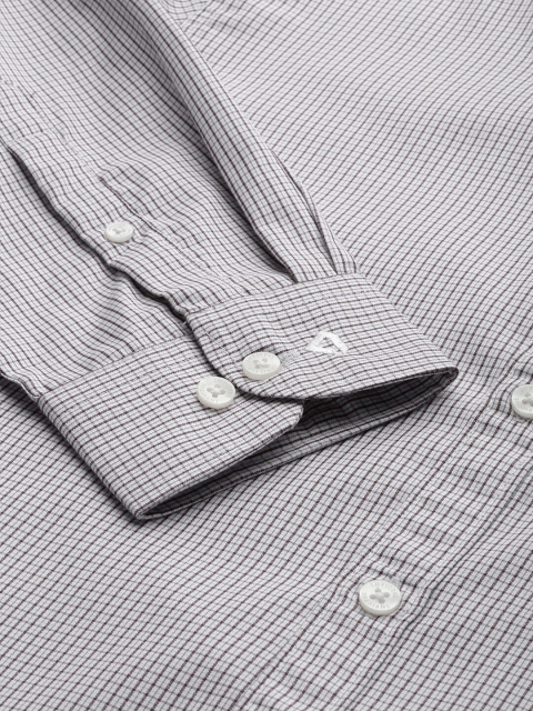 INVICTUS Men Easy Care White & Brown Checked Formal Shirt - Image 4