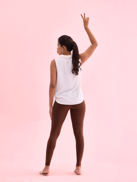 Go Colors Women Brown Solid Ankle Length Slim Fit Leggings - Image 3