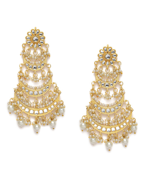 I Jewels White Gold Plated Crescent Shaped Chandbalis - Image 2