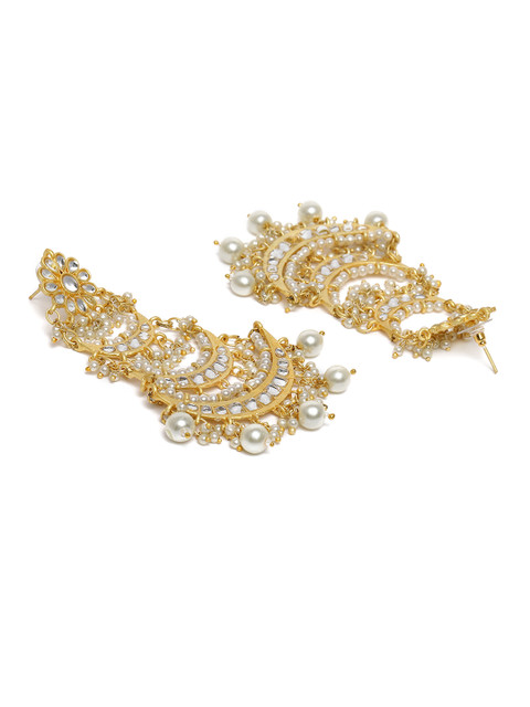 I Jewels White Gold Plated Crescent Shaped Chandbalis - Image 3