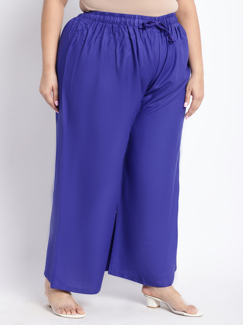 TAG 7 PLUS Women Blue Solid Plus Size Flared Palazzo - Image 2