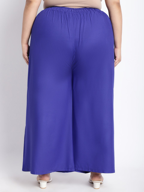 TAG 7 PLUS Women Blue Solid Plus Size Flared Palazzo - Image 4