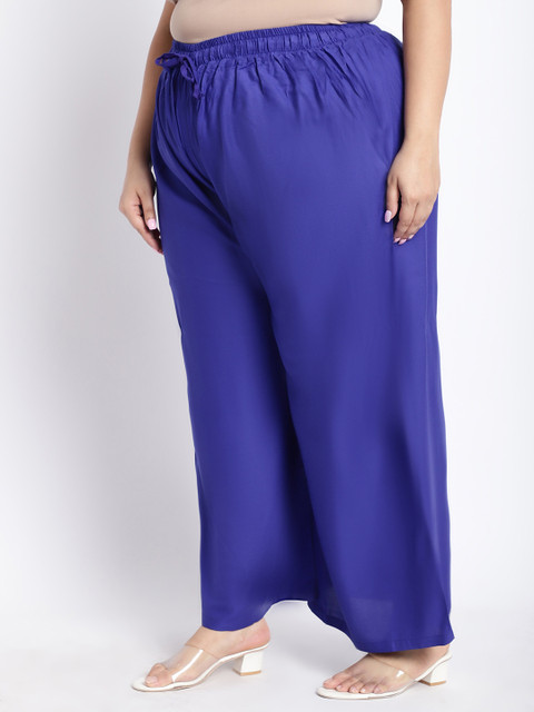 TAG 7 PLUS Women Blue Solid Plus Size Flared Palazzo - Image 3