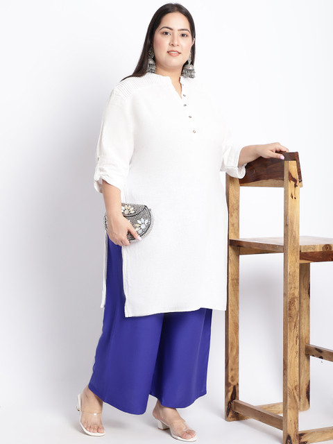 TAG 7 PLUS Women Blue Solid Plus Size Flared Palazzo - Image 5