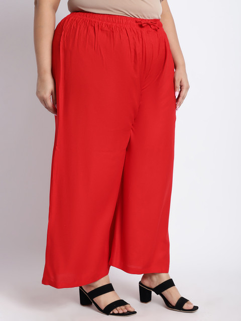 TAG 7 PLUS Women Red Solid Flared Palazzo - Image 2