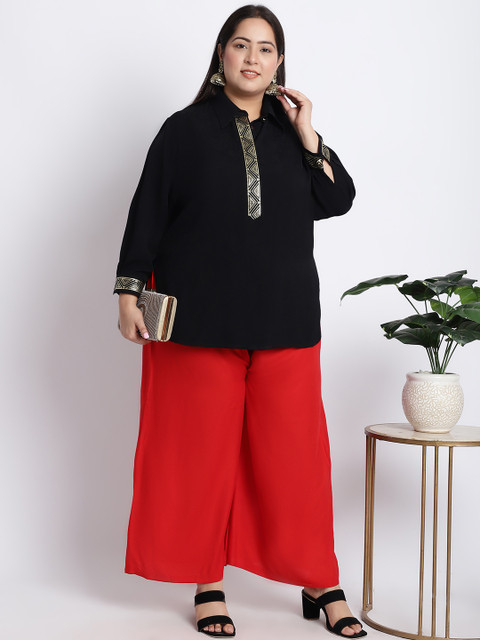 TAG 7 PLUS Women Red Solid Flared Palazzo - Image 5