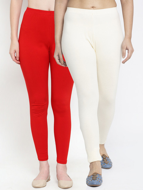 GRACIT Women Pack of 2 Modern Lycra Solid Ankle Length Leggings