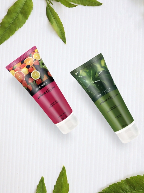 GEMBLUE BioCare Unisex Fruit Scrub And Neem Scrub, 200ML Each (Combo of 2)
