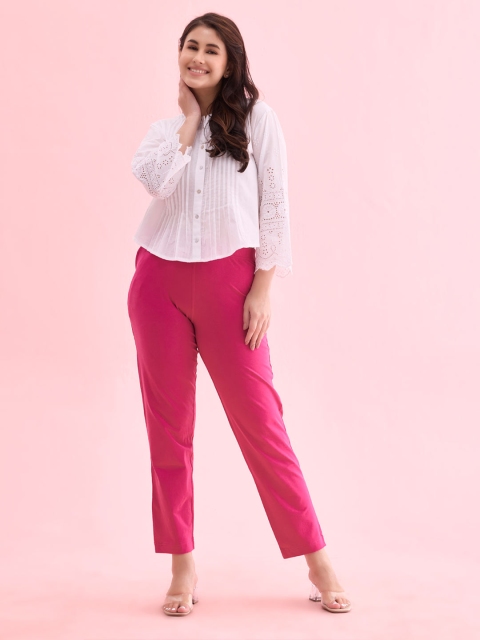 Go Colors Women Pink Regular Fit Solid Regular Trousers