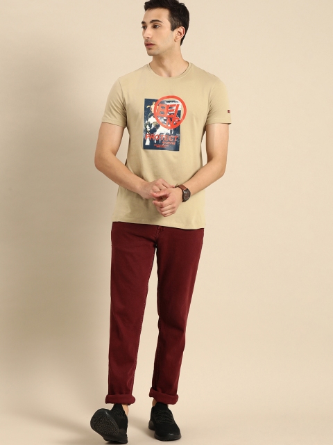 Being Human Clothing Men Beige Graphic Printed Round Neck Pure Cotton T-shirt - Image 5