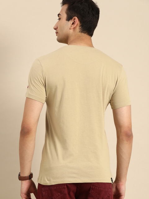 Being Human Clothing Men Beige Graphic Printed Round Neck Pure Cotton T-shirt - Image 4
