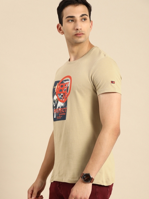 Being Human Clothing Men Beige Graphic Printed Round Neck Pure Cotton T-shirt - Image 3