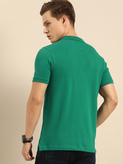 Being Human Clothing Men Green Brand Logo Printed Polo Collar T-shirt - Image 4