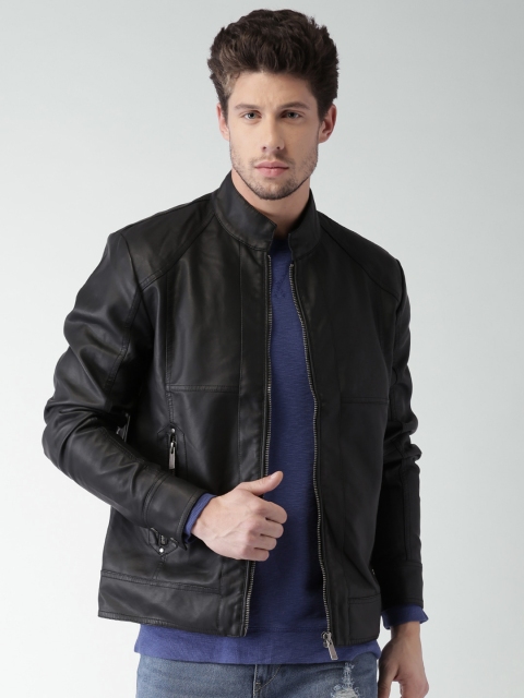 Black Faux Leather Biker Jacket Image
