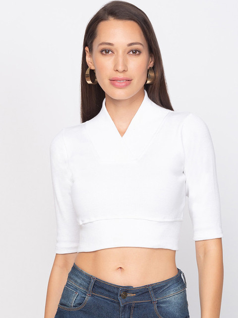 SALWAR STUDIO Cotton Lycra V Neck Saree Blouse