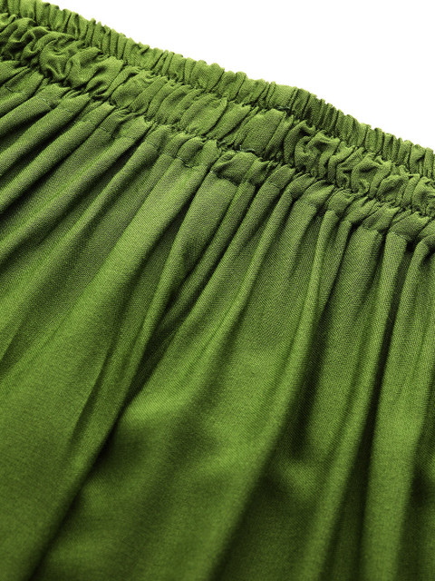 TAG 7 Women Green Solid Wide Leg Palazzos - Image 5