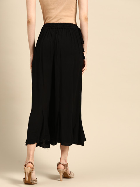 TAG 7 Women Black Solid Flared Cropped Palazzos - Image 3