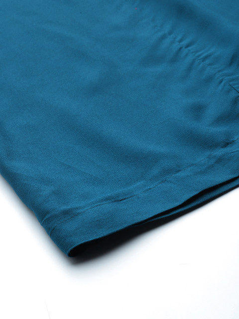 TAG 7 Women Teal Blue Solid Flared Palazzos - Image 7