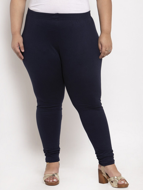 TAG 7 PLUS Women Navy Blue Solid Plus Size Ankle-Length Leggings