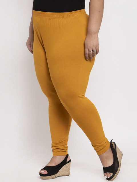 TAG 7 PLUS Women Mustard Yellow Solid Ankle-Length Plus Size Leggings - Image 2