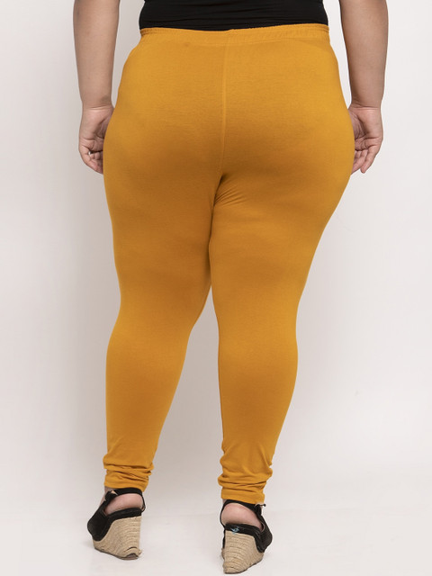 TAG 7 PLUS Women Mustard Yellow Solid Ankle-Length Plus Size Leggings - Image 3