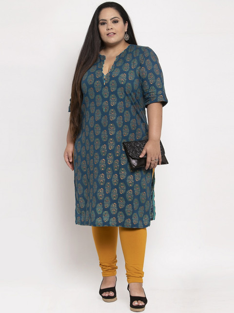 TAG 7 PLUS Women Mustard Yellow Solid Ankle-Length Plus Size Leggings - Image 4