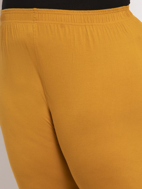 TAG 7 PLUS Women Mustard Yellow Solid Ankle-Length Plus Size Leggings - Image 5