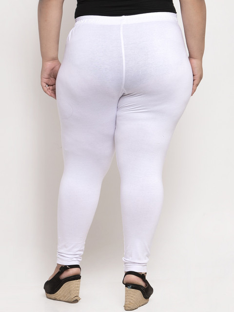 TAG 7 PLUS Women White Solid Plus Size Ankle-Length Leggings - Image 3