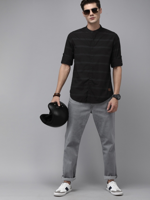 The Roadster Lifestyle Co Men Black Horizontal Stripes Striped Casual Shirt - Image 6