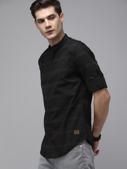 The Roadster Lifestyle Co Men Black Horizontal Stripes Striped Casual Shirt - Image 4