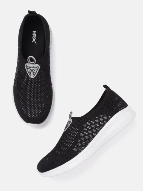 HRX by Hrithik Roshan Women Black & Grey Woven Design Soft Walk Series 2.0 Shoes