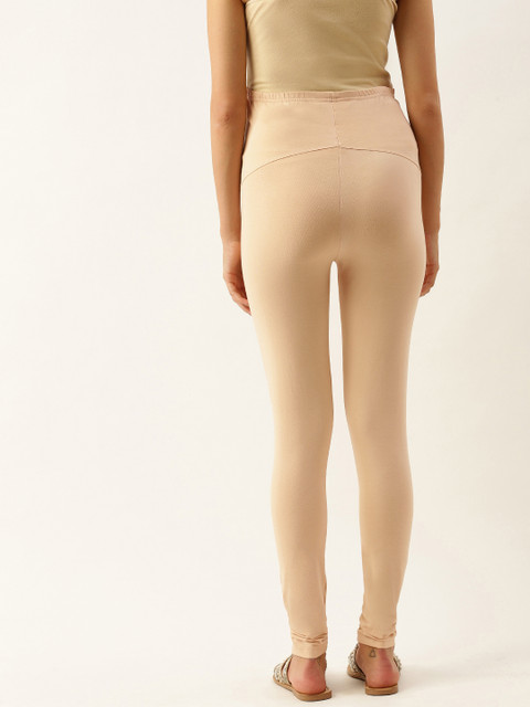 Blush 9 Maternity Women Beige Solid Maternity Leggings - Image 3
