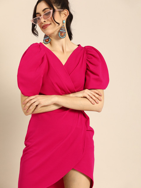 fuchsia wrap dress