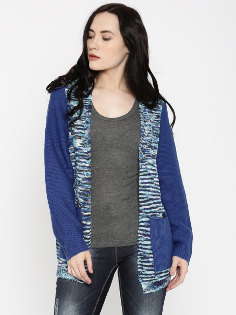 RDSTR Women Blue Self-Design Sweater