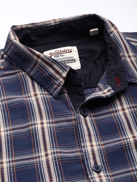 Roadster Men Navy Blue Tartan Checks Checked Casual Shirt - Image 2