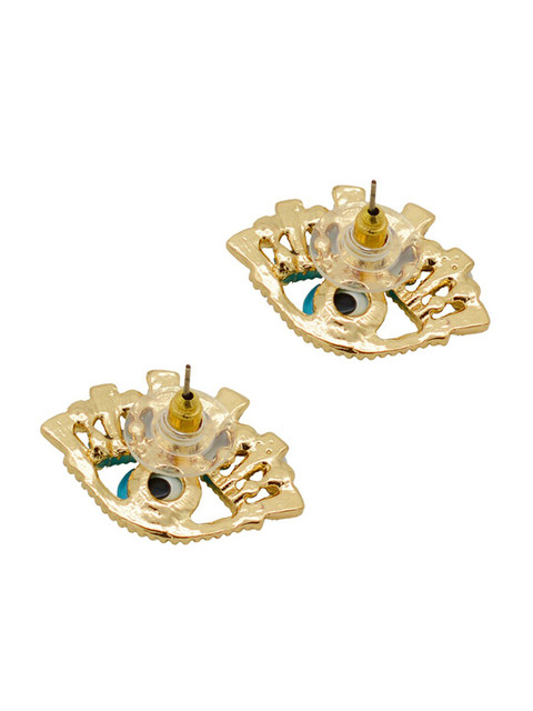JOKER & WITCH Gold-Toned & Blue Quinn Evil Eye Contemporary Studs - Image 3