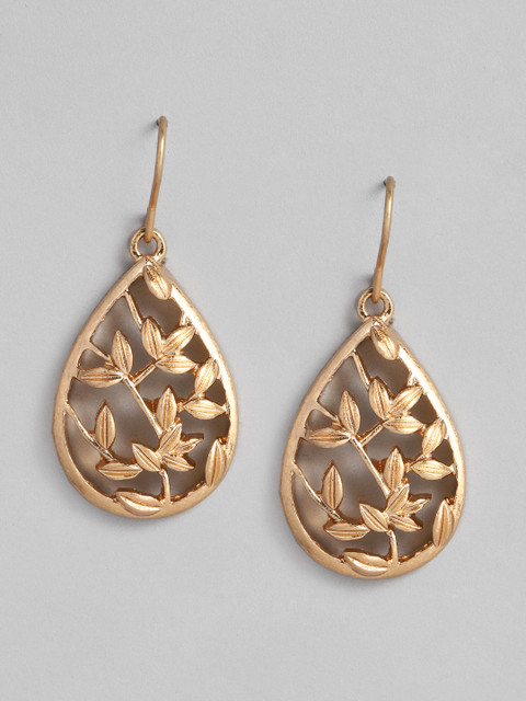 Accessorize London Gold-Toned Leaf Teardrop Shaped Drop Earrings