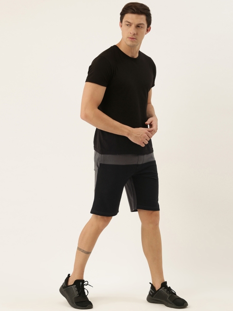 ARISE Men Black & Charcoal Grey Colourblocked Regular Fit Regular Shorts - Image 4