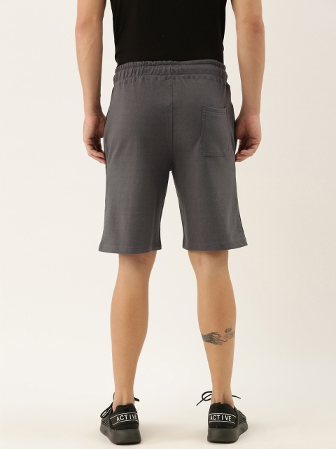 ARISE Men Black & Charcoal Grey Colourblocked Regular Fit Regular Shorts - Image 3