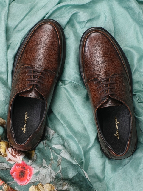 Allen Cooper Men Brown Leather Derbys Casual Shoes