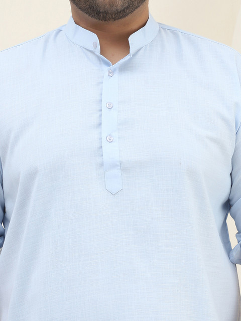 SOJANYA PLUS Men Plus Size Blue Solid Straight Kurta - Image 3