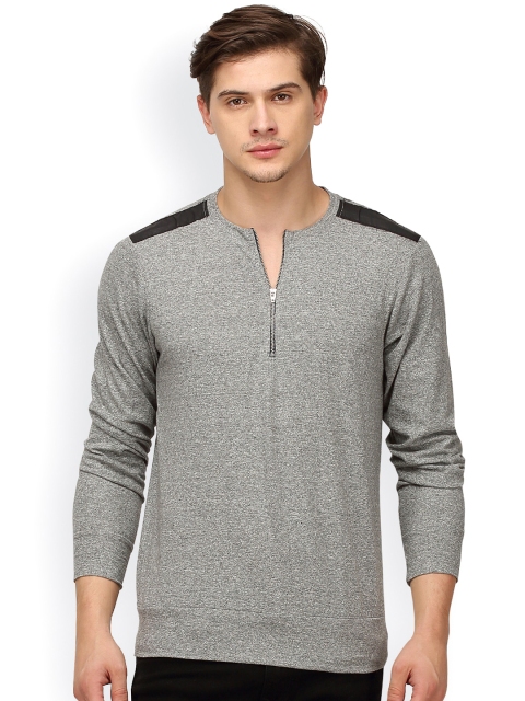 Grey Solid Henley T-Shirt
