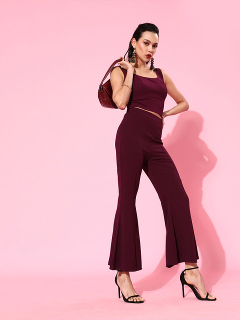 Veni Vidi Vici Women Charming Maroon Solid Jumpsuit