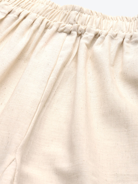 TAG 7 Women Off-White Solid Hem Design Straight Palazzos - Image 5