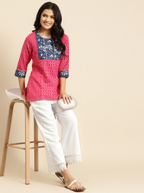 TAG 7 Women White Solid Hem Design Straight Palazzos - Image 4