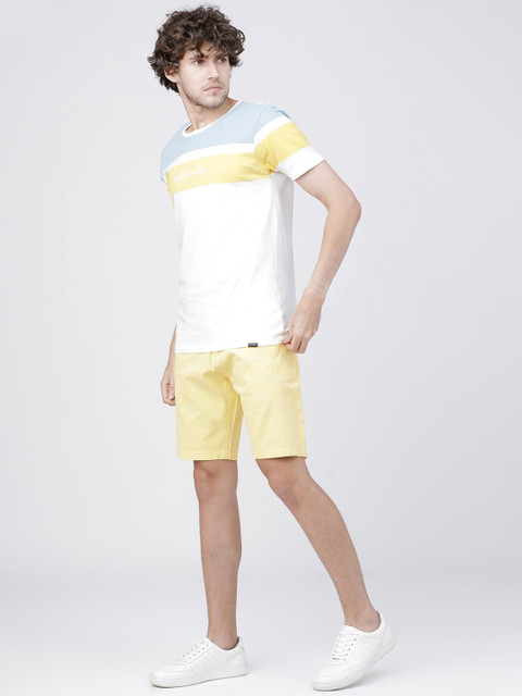 HIGHLANDER Men Yellow Solid Slim Fit Regular Shorts - Image 6