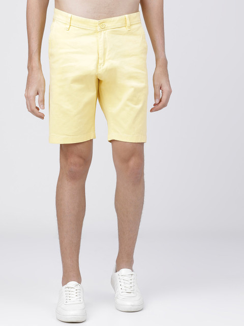 HIGHLANDER Men Yellow Solid Slim Fit Regular Shorts - Image 2