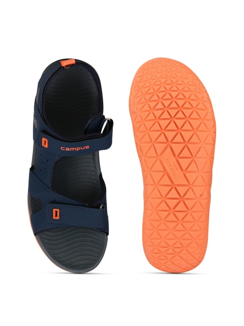 Campus Men Navy Blue & Orange Sports Sandals - Image 4